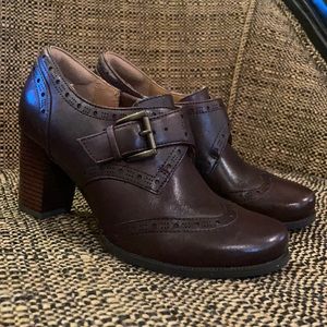 Brown leather booties